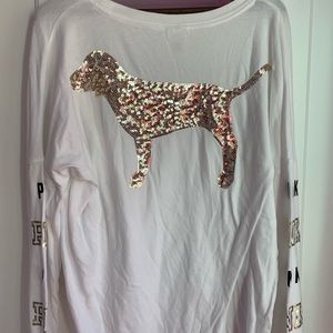 PINK White Sparkle Tee